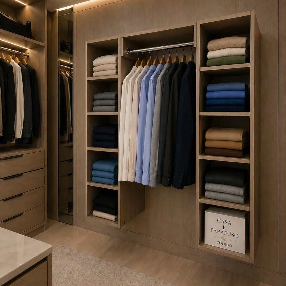 Closet Suspenso Sapateira Arara Aberto Com Cabideiro Organização e Praticidade para seu Quarto- 88