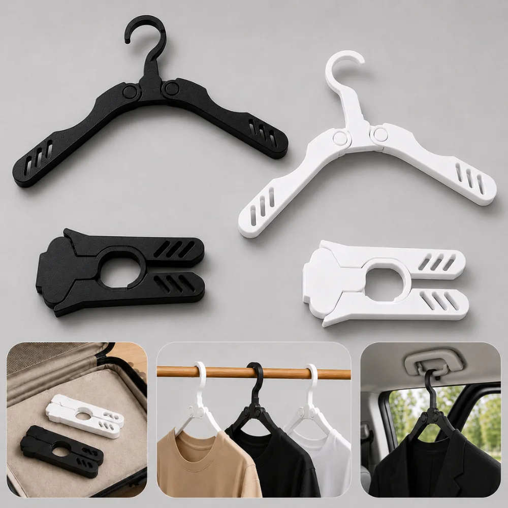 Kit 2 Cabide Adulto Roupa Organizador Articulado Reforçado Retrátil Portátil Prático Viagem Multifuncional