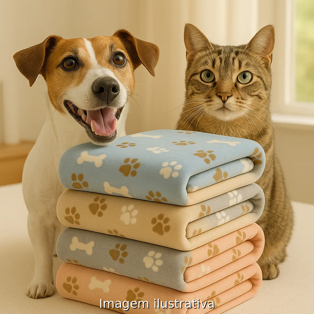 Kit Com 02 Mantas Pet Soft Grande Estampada 70x100cm Fofinha Ref. Pet001 para Cachorro e Gato