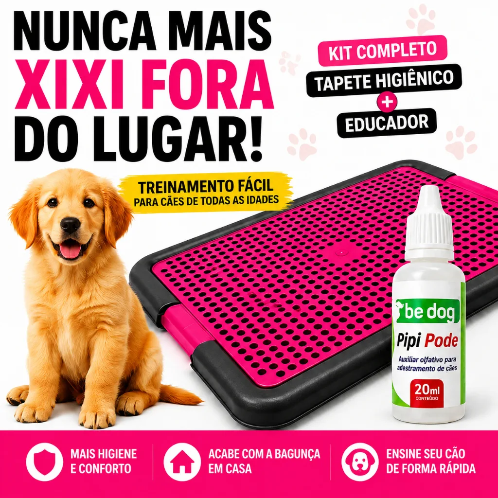 Kit Sanitário Tapete Higiênico Grande para Cachorro + Educador Xixi Pode 20ml | Treinamento Sim e Não Pet Cães
