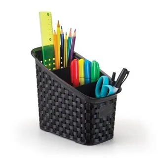 Organizador Multiuso Plastico Rattan Preto Para Armario Cozinha Banheiro e Lavanderia