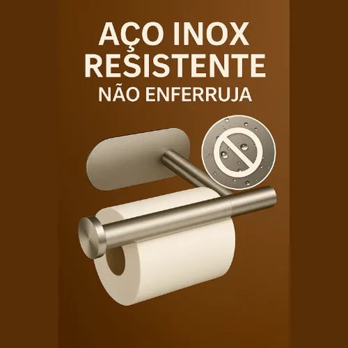 Suporte Porta Papel Higiênico Aço Inox Parede Adesivo Banheiro