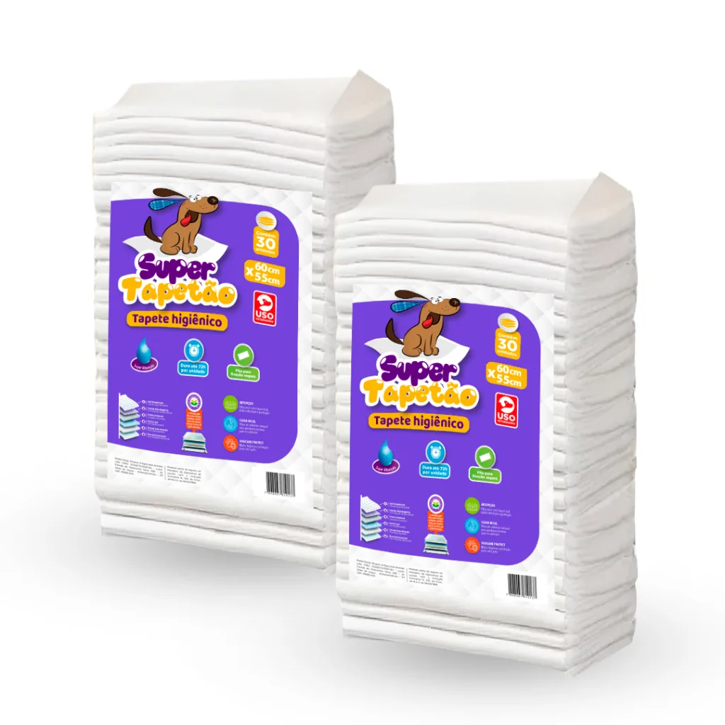 Tapete Higiênico Para Cachorro 60x55 - Kit com 60 unidades